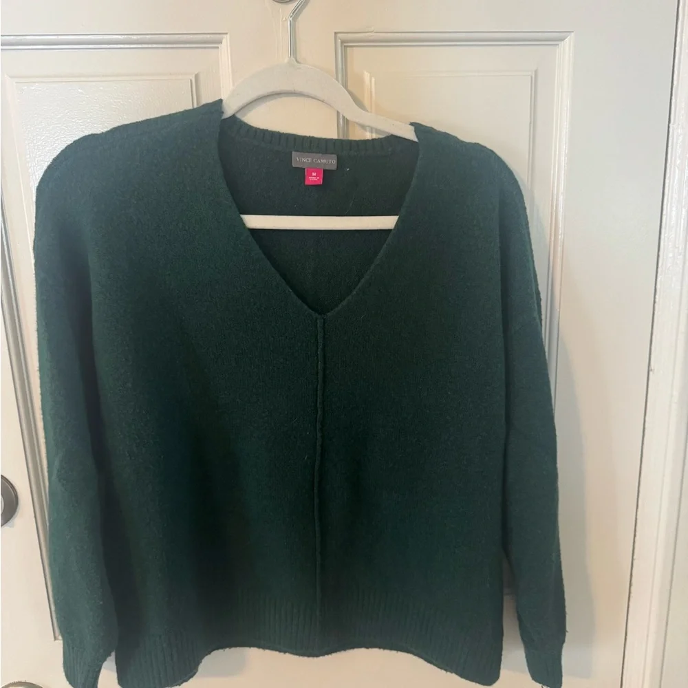 Vince Camuto V-Neck Forest Green Sweater - Picture 2 of 4